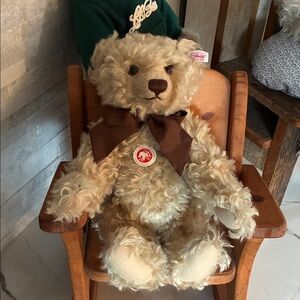 Classic Cream Teddy Bear with Brown Bow